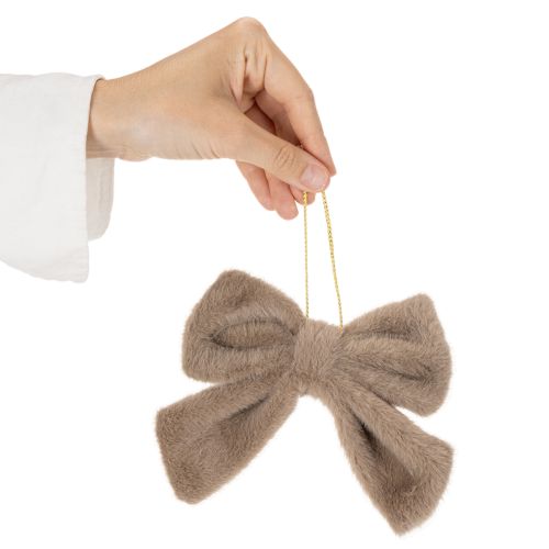 Fiocco decorativo in peluche con gancio, 16 cm, 3 pezzi | Floristik24.it