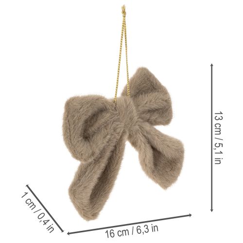 Fiocco decorativo in peluche con gancio, 16 cm, 3 pezzi | Floristik24.it