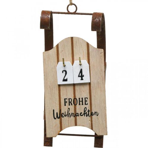 Prodotto Calendario decorativo in legno con slitta dell'Avvento ruggine L14,5 cm 2 pezzi