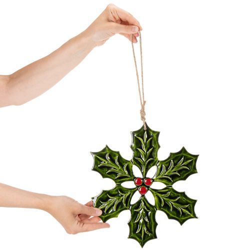 Decorazione natalizia a forma di agrifoglio, da appendere, 26 cm | Floristik24.it