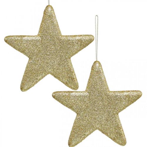 Prodotto Decorazione natalizia ciondolo stella glitter dorato 18,5 cm 4 pezzi