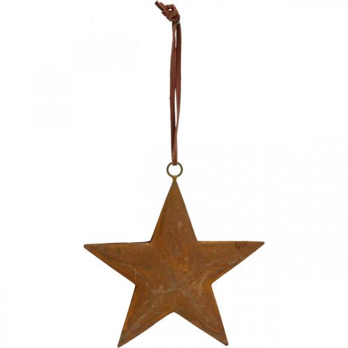 Ciondolo natalizio stella in metallo effetto ruggine H13,5 cm