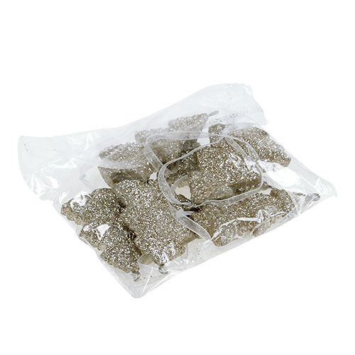 Floristik24 Addobbi natalizie Abete da sospendere Champagne scintillante 6,5 cm 6 pezzi