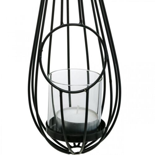 Floristik24 Lanterna da appendere decorazione pendente gocce nero 52cm