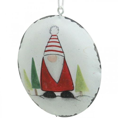 Floristik24 Ciondolo natalizio gnomo decorazione albero in metallo Ø8cm 6pz
