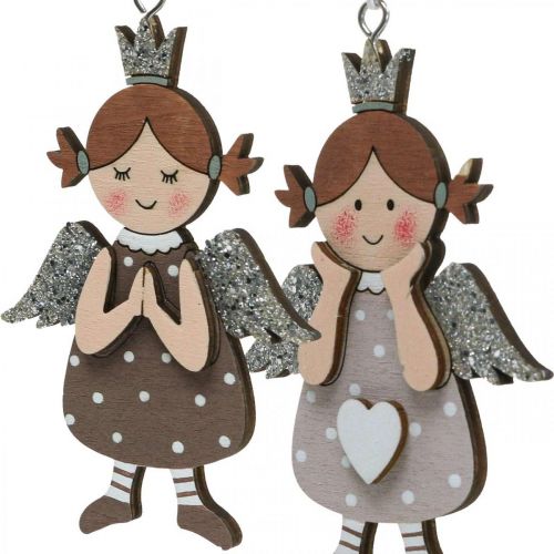 Floristik24 Ciondolo angelo Angelo natalizio decorazione in legno 9,5x6,5 cm 9 pezzi