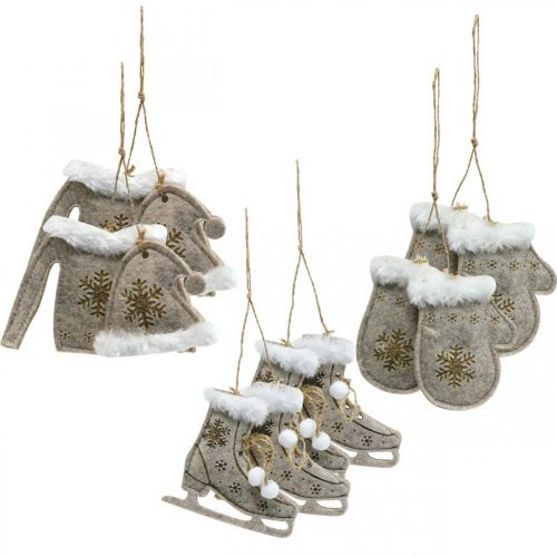 Floristik24 Rimorchio natalizio feltro motivi invernali 7×12 cm 6 pezzi