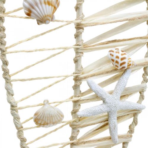 Floristik24 Decorazione pesce marittimo con vimini e conchiglie, gancio decorativo a forma di pesce natura 38cm