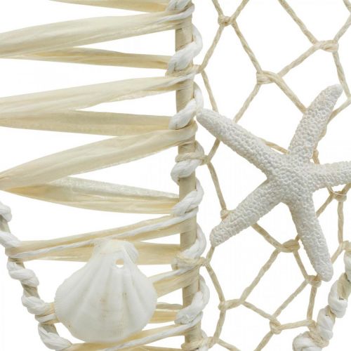 Floristik24 Pesce decorativo con decorazione a conchiglia, decorazione marinara, pesce da appendere bianco 38cm