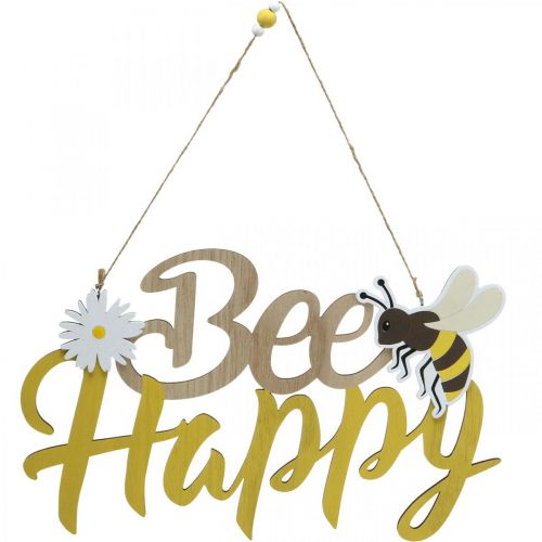 Segno decorativo ape &quot;Bee Happy&quot; decorazione estiva in legno 31×18cm 2pz