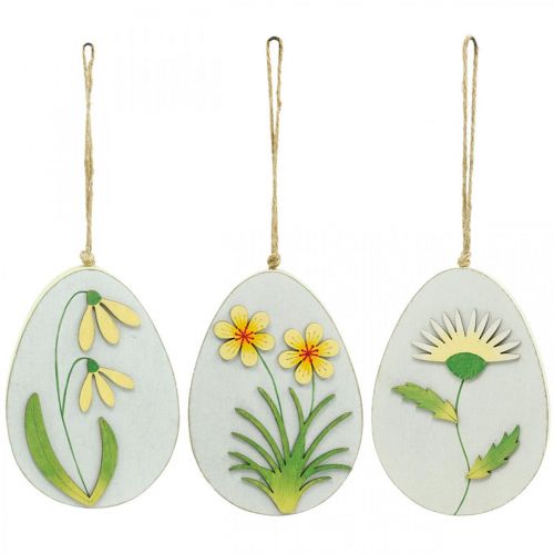 Prodotto Uova da appendere, uova di Pasqua in legno, motivo floreale, bucaneve tarassaco Winterling H14cm 3pz