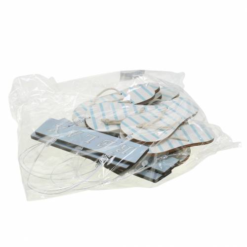 Floristik24 Infradito da appendere Legno Azzurro 23×14 cm 6 pezzi