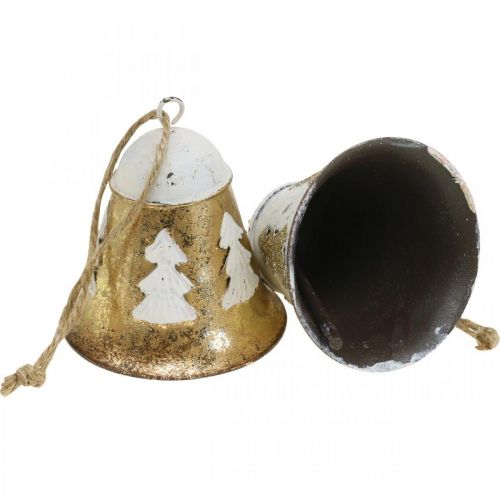 Prodotto Campane di Natale vintage Decorazione natalizia dorata bianca 2 pezzi