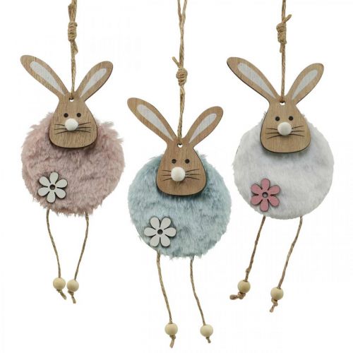 Appendiabiti decorativo coniglio Appendiabiti pasquale in legno di peluche 26×7×2 cm 6 pezzi