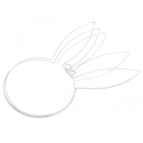 Floristik24 Testa di coniglietto decorazione pasquale da appendere ghirlanda in metallo bianco h40cm 3pz