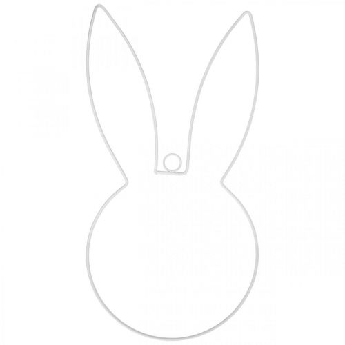 Floristik24 Testa di coniglietto decorazione pasquale da appendere ghirlanda in metallo bianco h40cm 3pz