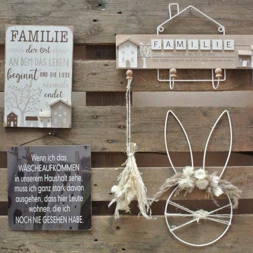 Floristik24 Testa di coniglietto decorazione pasquale da appendere ghirlanda in metallo bianco h40cm 3pz