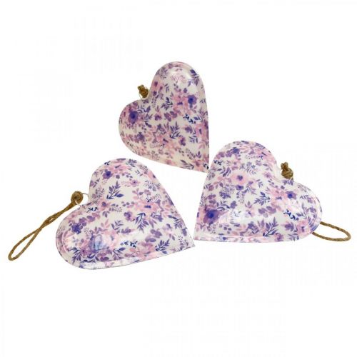 Floristik24 Ciondolo decorativo cuore in metallo fiori decorativi 16x16x2,5 cm 3 pezzi