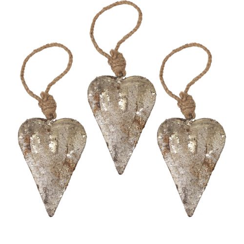Floristik24 Decorazione da appendere cuori in metallo decorazione cuori argento 11 cm 3 pezzi