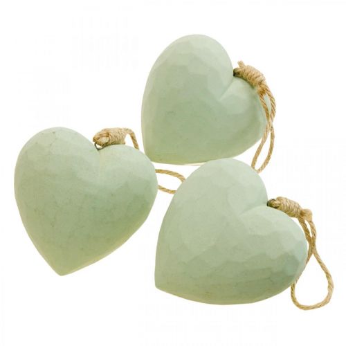 Prodotto Appendiabiti decorativo cuore in legno cuore in legno decorazione verde 12 cm 3 pz