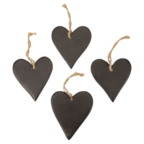 Decorazione da appendere cuore in ardesia cuori decorativi neri 10,5 cm 4 pezzi