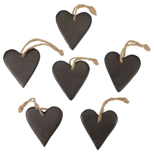 Decorazione da appendere cuore in ardesia cuori decorativi neri 7 cm 6 pezzi