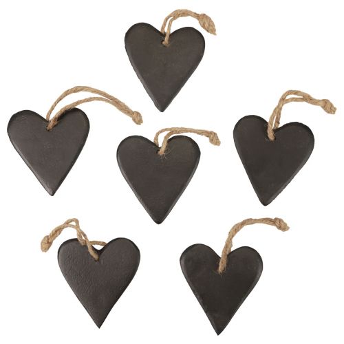 Floristik24 Decorazione da appendere cuore in ardesia cuori decorativi neri 7 cm 6 pezzi