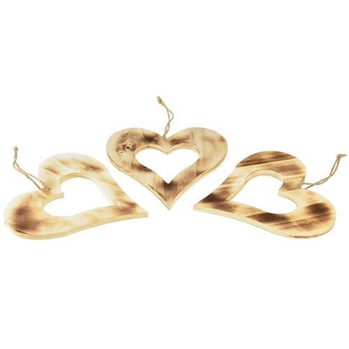 Cuori decorativi in legno da appendere cuore bruciato nel cuore 20 cm 3 pezzi