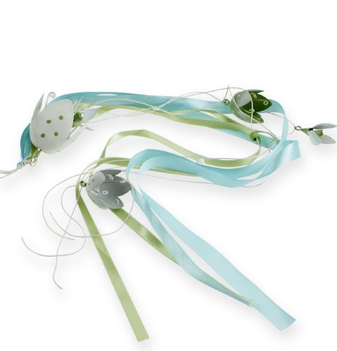 Appendino decorativo con fiori e nastri in metallo 90 cm