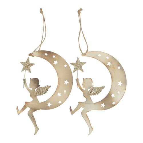 Floristik24 Ciondolo angelo stella Decorazione natalizia da appendere H19 cm 2 pezzi