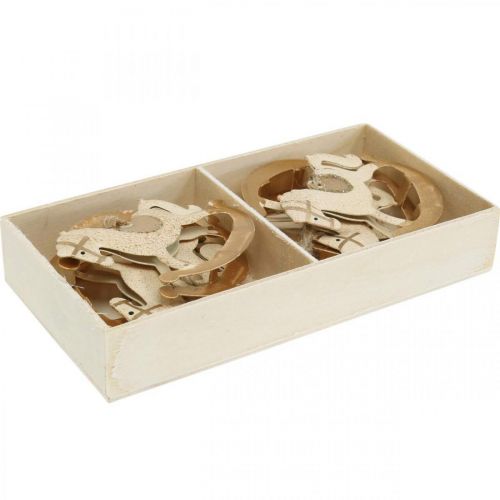 Floristik24 Deco Cavallo A Dondolo Natale Metallo Crema Marrone 6pz