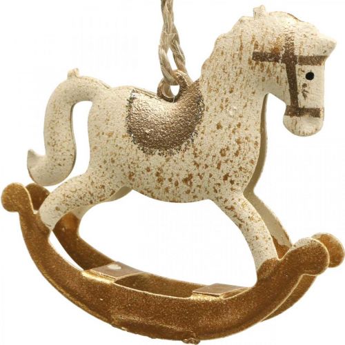 Floristik24 Deco Cavallo A Dondolo Natale Metallo Crema Marrone 6pz