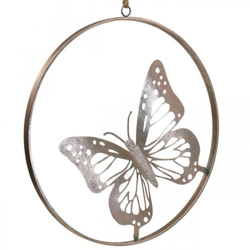Prodotto Decorazione murale decorazione farfalla anello in metallo rosa Ø38cm