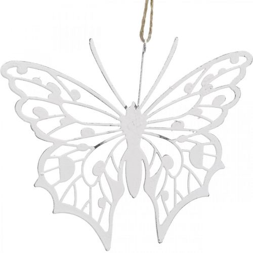 Decorazione farfalla appesa decorazione vintage in metallo bianco 15×12cm 3pz
