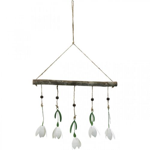 Floristik24 Ramo decorativo con fiori, primavera, bucaneve da appendere, fiori in metallo L48cm L90cm