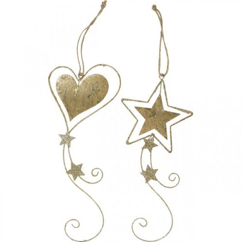 Prodotto Ciondolo decorazione natalizia Stella cuore d'oro natalizio 4 pezzi