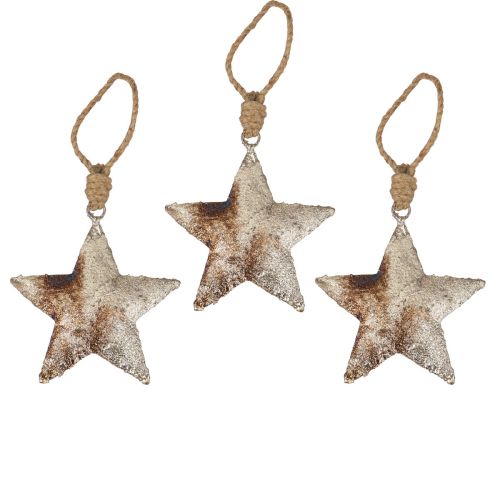 Decorazione da appendere decorazione stella Natale metallo argento 11 cm 3 pezzi