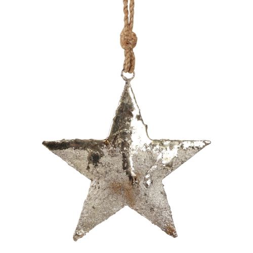 Decorazione da appendere stella in metallo Decorazione natalizia argento 15,5 cm 3 pezzi