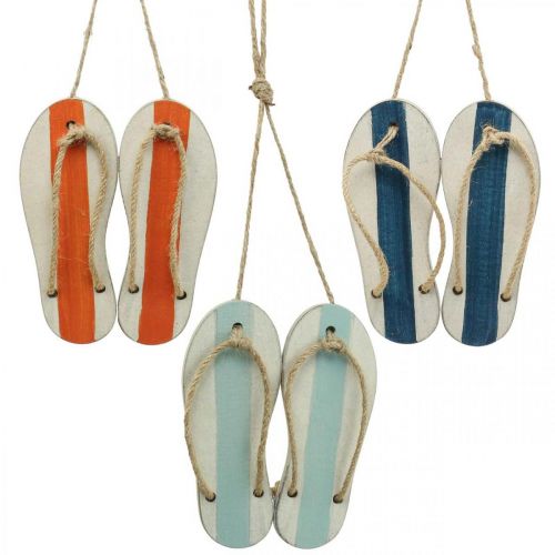 Infradito decorative da appendere decorazione marittimo arancione/blu H15cm 3 pz