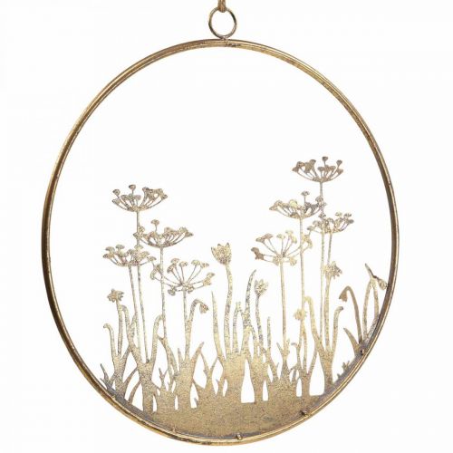 Floristik24 Decorazione murale fiori decorazione in metallo da appendere oro antico Ø38cm