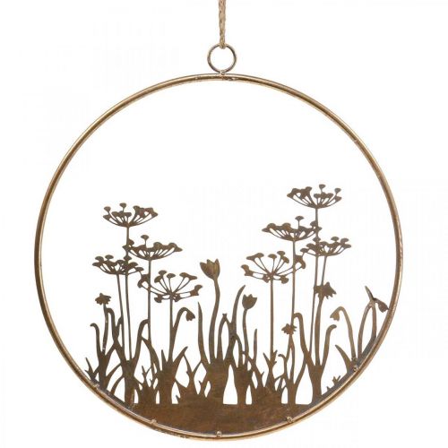 Floristik24 Decorazione murale fiori decorazione in metallo da appendere oro antico Ø38cm