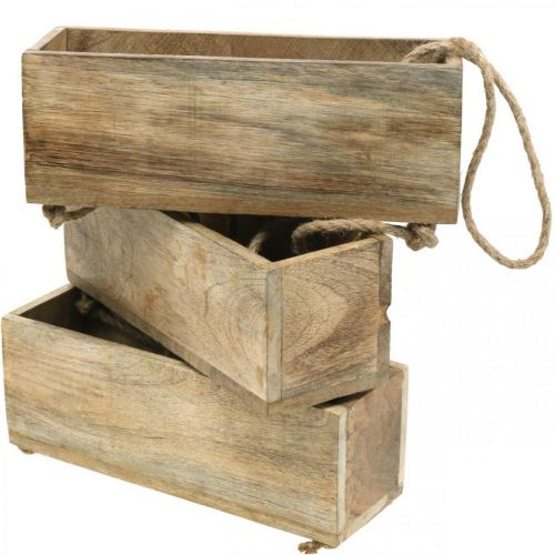 Floristik24 Cassette per piante su corda, mensola per piantare, decorazione in legno colori naturali L98cm L30cm
