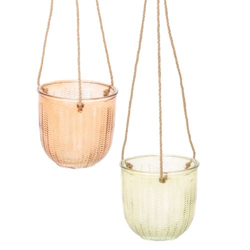 Vaso in vetro sospeso, vaso decorativo in vetro, stile retrò, verde/marrone, 14,5 cm, 2 pezzi acquistare | Floristik24.it