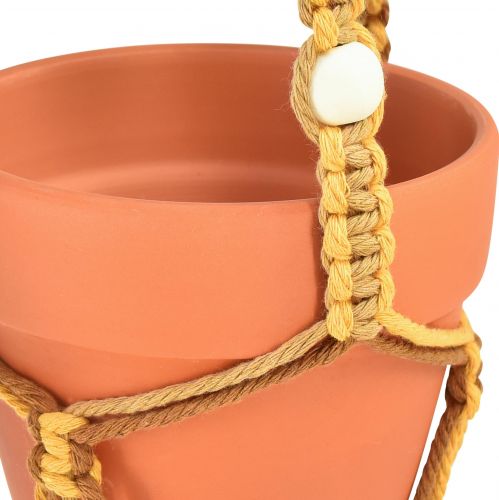 Prodotto Vaso sospeso in macramè vaso sospeso in argilla Ø12,5 cm H75 cm 2 pezzi