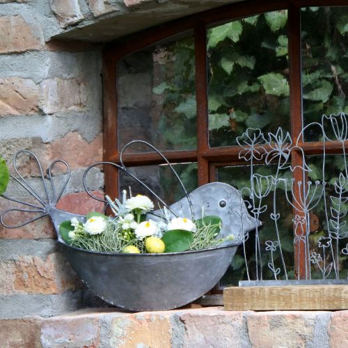 Floristik24 Vaso sospeso in metallo per uccelli da parete per appendere 34 × 22 cm