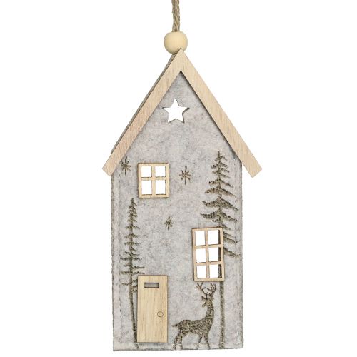 Floristik24 Casetta da appendere decorazione natalizia in feltro beige 15 cm 6 pz