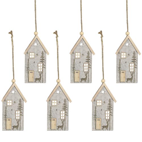 Prodotto Casetta da appendere decorazione natalizia in feltro beige 15 cm 6 pz