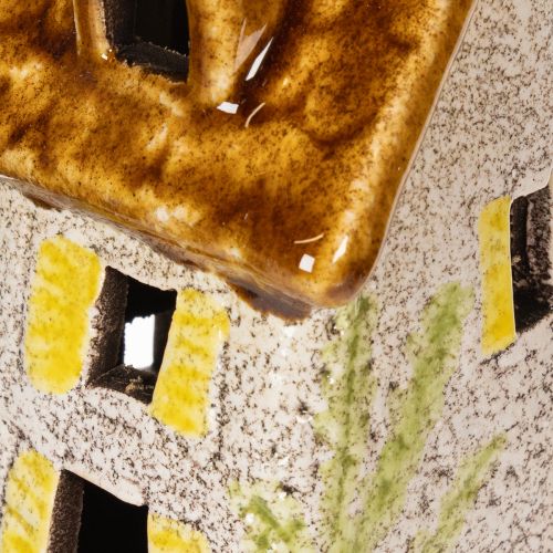 Prodotto Casa rustica in ceramica con LED luminoso, ideale come decorazione da tavola suggestiva, 15 cm, 2 pezzi