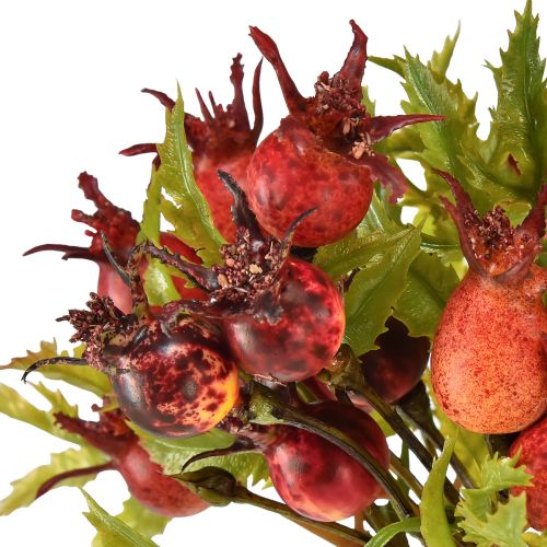 Prodotto Decorazione di rosa canina rossa rami di rosa canina artificiale 48 cm 3 pezzi