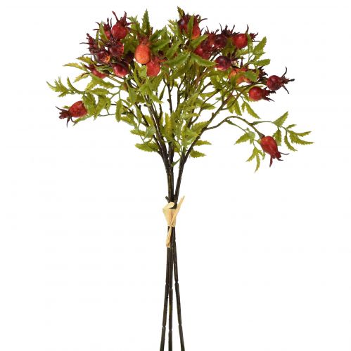 Prodotto Decorazione di rosa canina rossa rami di rosa canina artificiale 48 cm 3 pezzi